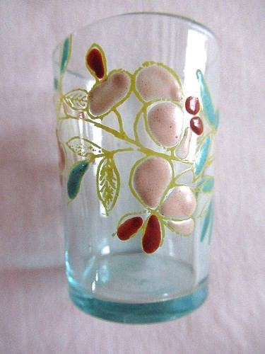 Ancien verre liqueur emaille - verre,