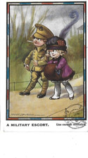 CPA carte postale ancienne petit couple une escorte militaire par  Spurgin 1915