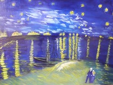 Tableau  "Nuit étoilée sur le Rhône" Vincent Van Gogh Huile sur toile