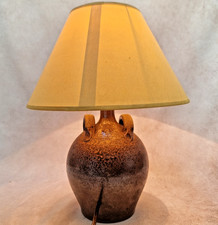 Lampe Rustique Pied Gourde en Grès Vernissé - Campagne Chic Vintage