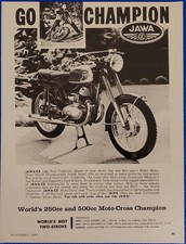 VINTAGE 1967 JAWA-CZ MOTORCYCLE CLASSIC PRINT AD MOTO-CROSS CHAMPION 250 & 500cc