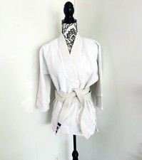 Judo Star Unisex White Martial Arts 100% Cotton Kimono Top + Belt Sz 2