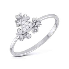 Round Lab-Grown Diamond Tringle Floral Design Women's 950 Platinum Classic Ring