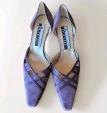 Italian Lilac Suede 2.5"Heels by Boretti, Lavender Suede Size 38 EU / 7.5 US
