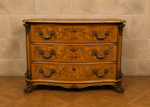 Commode galbée marqueterie - commode,