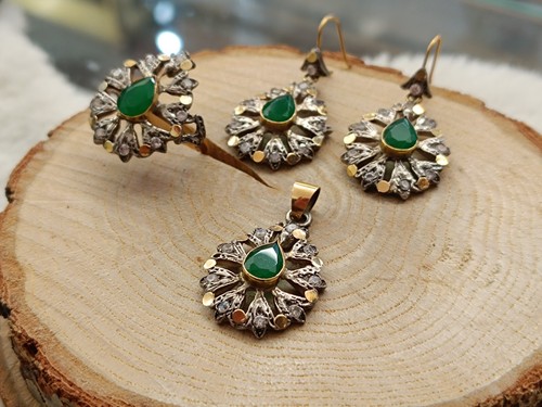 Parure carats et argent - or,