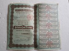 1928 P121 ACTION by VERDUN-TEXTILE Artificial Silk Maker 100F Bearer