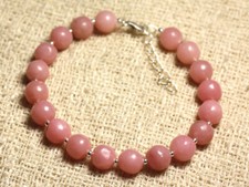 Bracelet Argent 925 et Pierre semi précieuse - Opale Rose 8mm