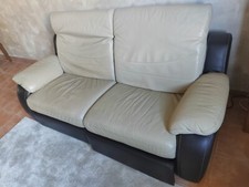 canapé cuir 3 places bi colore avec option relax électrique et appui tête amovib
