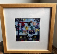 IKEA Ribba Framed Vintage Chinese Wall Folk Art Silk Embroidery Colorful Houses