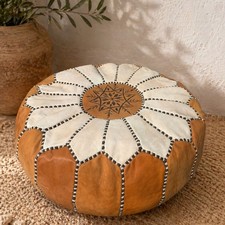 Moroccan Leather Pouf Ottoman