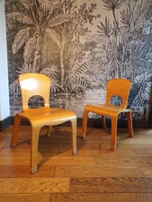 PAIRE 2 CHAISE ENFANT COMMUNITY VINTAGE-BOIS MULTIPLIS-Dlg Aalto-DESIGN 70 80