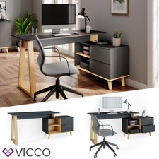 Bureau en angle Nautica ordinateur bureau PC anthracite chêne VICCO