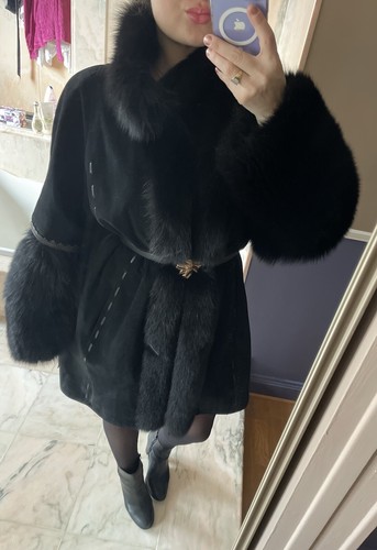 Manteau cuir fourrure de - &,