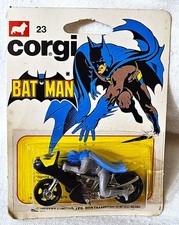1979 CORGI JUNIORS DIECAST CAR on CARD / BATBIKE MOTORCYCLE / BATMAN DC COMICS