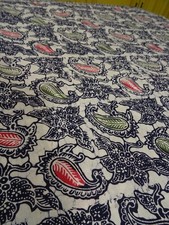 cotton 2m, 15x0,98 hanging, old wall curtains sari batik blue arabesques