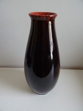 Ancien Grand Vase Monochrome Céramique BOCH La Louvière Belgium "Sang de Boeuf"