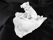 MAGNIFIQUE BAGUIER / VIDE POCHE EN BISCUIT ART NOUVEAU & CHIEN ALLEMAGNE