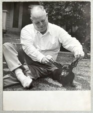 Jean Renoir Photo Vintage 1950s Director Screenwriter Cinema Film Dog Dachshund