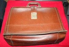 Ancien cartable serviette sac médecin cuir brun
