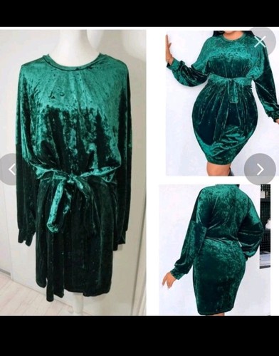 Robe souple velours vert - en,