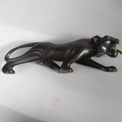 Panthere noire sculptée - noire,
