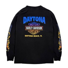 Vintage USA 1999 Harley-Davidson Daytona FL Shirt Men's XL Holoubek Flames Eagle