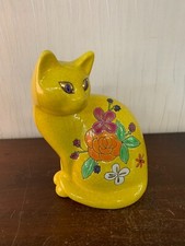 Longwy Emaux Yellow Cat h: 29 cm