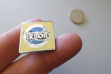 rare MOTORCYCLE TRITON logo pin badge year 1980 metal arrow archery