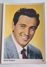 Carte Carton Vintage 1960 Numéro 58 Rock Hudson Distributeur Chewing-gum Brabo 