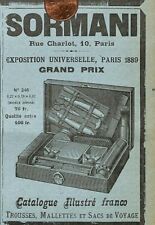 PARIS (CHARLOT) TRAVEL BAG KITS "SORMANI" ADVERTISING 1897