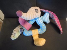 305/ doudou hochet loup chien bleu rose jaune DEGLINGOS