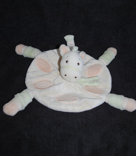 Doudou plat rond - plat, zèbre