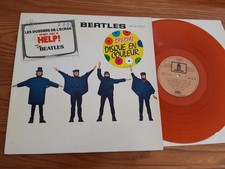 THE BEATLES Help FRENCH LP  ODEON DC 25  Orange  Vinyl + 2 Stickers  EX+