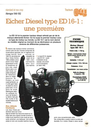 Tracteur eicher diesel type - tracteur,
