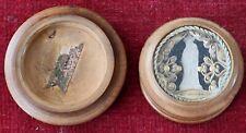 C095) Buxus Wood reliquary  Inside  no relic Gilding trim + little statue Virgin