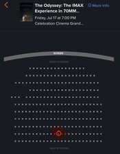 1 Ticket - THE ODYSSEY 70MM IMAX - Celebration Cinema Gr Rapids Michigan - 7/17