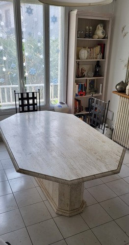 Grande table travertin - table,