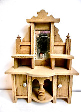 ANTIQUE BEECH MERCURY MIRROR DOLLHOUSE BUFFET FURNITURE Ht 14cm