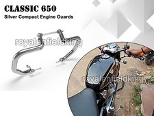Garde Moteur Compact, Argent Véritable Royal Enfield Classic 650