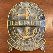Cast Iron Anchor Plaque "John Tann's - Reliance Door - 11 Newgate St London"