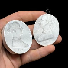 Antique plaster casting & circa 1900 & woman's profile & to be identified 