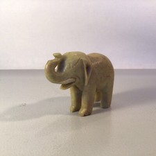 Vtg Hand Carved Stone Good Luck Elephant 2.5”x3.5” Figurine