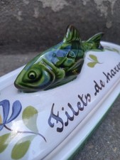 Earthenware box nets herring sardine slipper France fish decoration 
