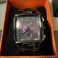 SEIKO WIRED Chronograph Watch Purple Dial Stainless Steel 10 ATM Tested