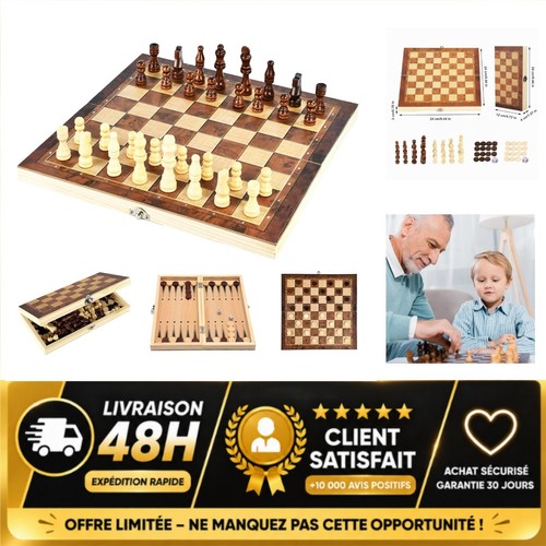 Jeu échecs bois - d'échecs, pliable