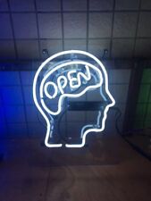 Open Mind Neon Sign Light Handcraft Office Wall Hanging Real Glass Tube 20"x16"