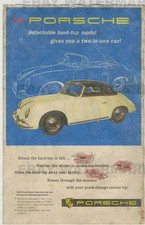 1950's Porsche 356A T2 Cabriolet Advertising Poster 11 x 17 Removable Hardtop