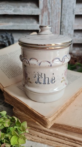 Ancien pot epice emaille the - epice,