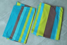 Lot drap housse + drap plat pour lit 1 personne (type 90x190 cm) rayé bleu vert